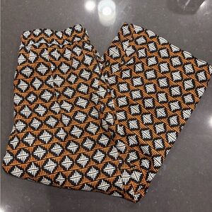 Geometric Patterned Wide-Leg Pants 100% Linen